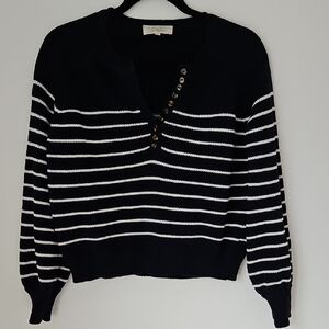 Sézane Navy & White Striped Sweater